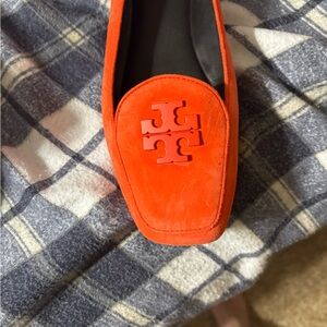 Tory Burch Poppy Red Kid Suede Flats
